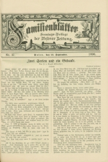 Familienblätter : Sonntags-Beilage der Posener Zeitung. 1890, Nr. 37 (14 September)