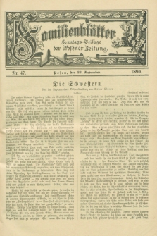Familienblätter : Sonntags-Beilage der Posener Zeitung. 1890, Nr. 47 (23 November)