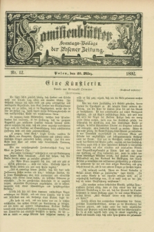 Familienblätter : Sonntags-Beilage der Posener Zeitung. 1892, Nr. 12 (20 März)