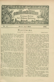 Familienblätter : Sonntags-Beilage der Posener Zeitung. 1892, Nr. 14 (3 April)