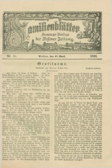 Familienblätter : Sonntags-Beilage der Posener Zeitung. 1892, Nr. 15 (10 April)