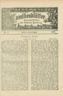 Familienblätter : Sonntags-Beilage der Posener Zeitung. 1892, Nr. 17 (24 April)