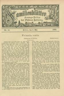 Familienblätter : Sonntags-Beilage der Posener Zeitung. 1892, Nr. 19 (8 Mai)