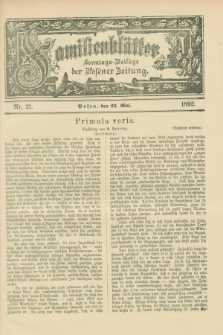 Familienblätter : Sonntags-Beilage der Posener Zeitung. 1892, Nr. 21 (22 Mai)