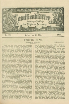 Familienblätter : Sonntags-Beilage der Posener Zeitung. 1892, Nr. 22 (28 Mai)
