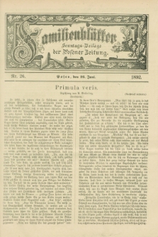 Familienblätter : Sonntags-Beilage der Posener Zeitung. 1892, Nr. 26 (26 Juni)