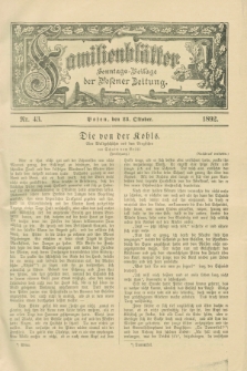 Familienblätter : Sonntags-Beilage der Posener Zeitung. 1892, Nr. 43 (23 Oktober)