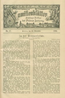 Familienblätter : Sonntags-Beilage der Posener Zeitung. 1892, Nr. 47 (20 November)