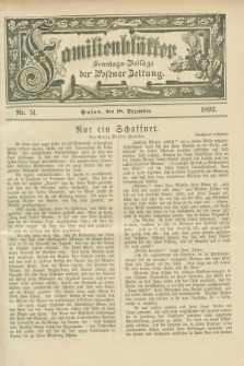 Familienblätter : Sonntags-Beilage der Posener Zeitung. 1892, Nr. 51 (18 Dezember)