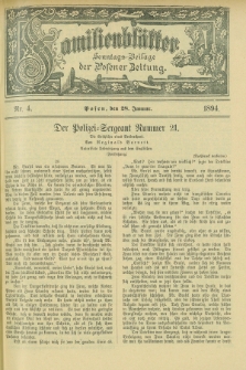 Familienblätter : Sonntags-Beilage der Posener Zeitung. 1894, Nr. 4 (28 Januar)