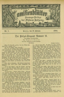 Familienblätter : Sonntags-Beilage der Posener Zeitung. 1894, Nr. 7 (18 Februar)