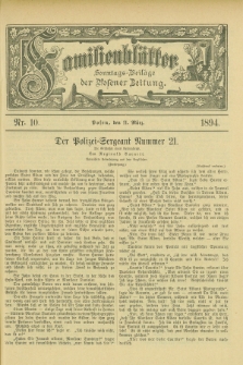 Familienblätter : Sonntags-Beilage der Posener Zeitung. 1894, Nr. 10 (11 März)