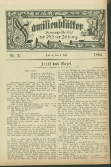 Familienblätter : Sonntags-Beilage der Posener Zeitung. 1894, Nr. 27 (8 Juli)