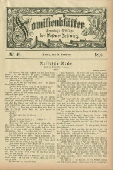 Familienblätter : Sonntags-Beilage der Posener Zeitung. 1894, Nr. 46 (18 November)