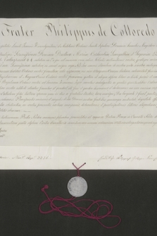 Dokument zakonu joannitów dotyczący nadania Dorocie Marii de Talleyrand-Périgord, księżnej Kurlandii, Semigalii i Żagania, prawa noszenia złotego krzyża maltańskiego