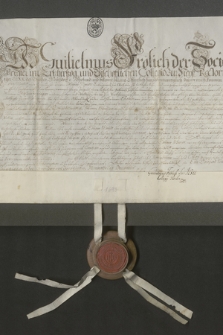 Dokument Wilhelma Frölicha potwierdzający przyjęcie Tobiasza Schmidta do kolegium jezuitów w Nysie