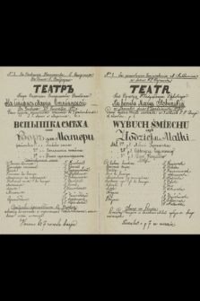 No 8 Za pozwoleniem Zwierzchności M. Sandomierz, w Domu W-go Wajraucha teatr pod dyrekcją Władysława Dębskiego, na benefis Maryi Stobińskiej, w czwartek d. 9 października 1873 r. dane będzie dzieło sceniczne Wybuch Śmiechu czyli Złodziej dla Matki