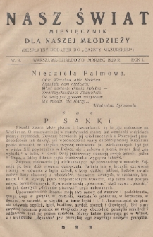 Nasz Świat : miesięcznik dla naszej młodzieży : bezpłatny dodatek do „Gazety Mazurskiej”. 1929, nr 3