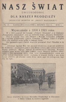 Nasz Świat : dwutygodnik dla naszej młodzieży : bezpłatny dodatek do „Nowin”. 1929, nr 13