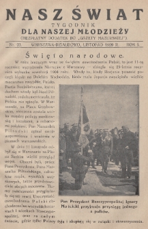 Nasz Świat : tygodnik dla naszej młodzieży : bezpłatny dodatek do „Gazety Mazurskiej”. 1929, nr 23