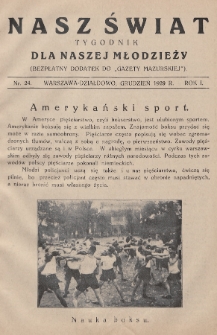 Nasz Świat : tygodnik dla naszej młodzieży : bezpłatny dodatek do „Gazety Mazurskiej”. 1929, nr 24