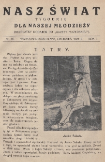 Nasz Świat : tygodnik dla naszej młodzieży : bezpłatny dodatek do „Gazety Mazurskiej”. 1929, nr 26