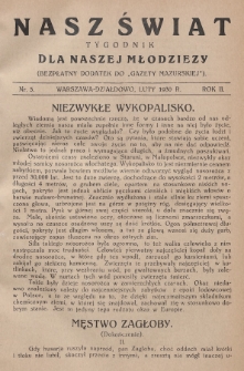 Nasz Świat : tygodnik dla naszej młodzieży : bezpłatny dodatek do „Gazety Mazurskiej”. 1930, nr 5