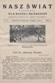 Nasz Świat : tygodnik dla naszej młodzieży : bezpłatny dodatek do „Gazety Mazurskiej”. 1930, nr 10