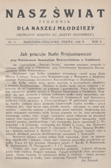 Nasz Świat : tygodnik dla naszej młodzieży : bezpłatny dodatek do „Gazety Mazurskiej”. 1930, nr 11