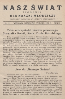 Nasz Świat : tygodnik dla naszej młodzieży : bezpłatny dodatek do „Gazety Mazurskiej”. 1930, nr 17