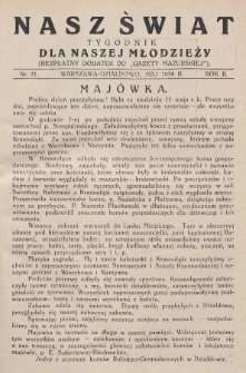 Nasz Świat : tygodnik dla naszej młodzieży : bezpłatny dodatek do „Gazety Mazurskiej”. 1930, nr 21