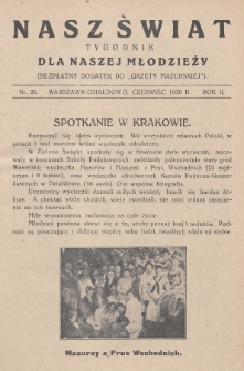 Nasz Świat : tygodnik dla naszej młodzieży : bezpłatny dodatek do „Gazety Mazurskiej”. 1930, nr 26