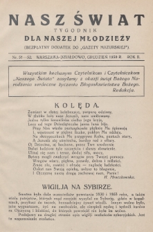 Nasz Świat : tygodnik dla naszej młodzieży : bezpłatny dodatek do „Gazety Mazurskiej”. 1930, nr 51-52