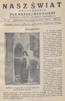 Nasz Świat : dwutygodnik dla naszej młodzieży : bezpłatny dodatek do „Gazety Mazurskiej”. 1932, nr 22