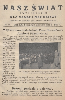 Nasz Świat : dwutygodnik dla naszej młodzieży : bezpłatny dodatek do „Gazety Mazurskiej”. 1932, nr 30