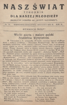 Nasz Świat : tygodnik dla naszej młodzieży : bezpłatny dodatek do „Gazety Mazurskiej”. 1932, nr 31