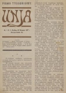 Unja : pismo tygodniowe. 1917, nr 1