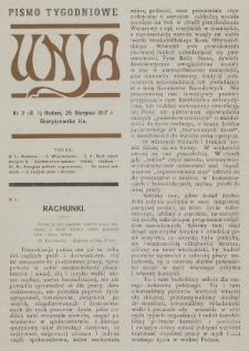 Unja : pismo tygodniowe. 1917, nr 2