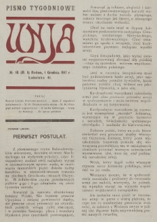 Unja : pismo tygodniowe. 1917, nr 16