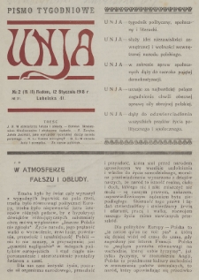 Unja : pismo tygodniowe. 1918, nr 2