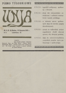 Unja : pismo tygodniowe. 1918, nr 3