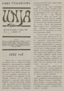Unja : pismo tygodniowe. 1918, nr 4