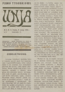 Unja : pismo tygodniowe. 1918, nr 5