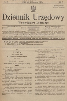 Dziennik Urzędowy Województwa Łódzkiego. 1926, nr 47