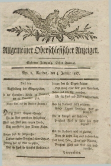 Allgemeiner Oberschlesischer Anzeiger. Jg.7, Quartal 1, Nro. 2 (4 Januar 1817)
