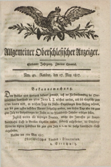 Allgemeiner Oberschlesischer Anzeiger. Jg.7, Quartal 2, Nro. 40 (17 May 1817)