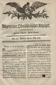 Allgemeiner Oberschlesischer Anzeiger. Jg.7, Quartal 2, Nro. 41 (21 May 1817)