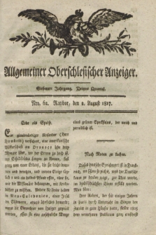 Allgemeiner Oberschlesischer Anzeiger. Jg.7, Quartal 3, Nro. 62 (2 August 1817)