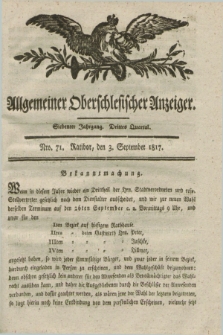 Allgemeiner Oberschlesischer Anzeiger. Jg.7, Quartal 3, Nro. 71 (3 September 1817)