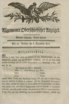 Allgemeiner Oberschlesischer Anzeiger. Jg.7, Quartal 3, Nro. 72 (6 September 1817)